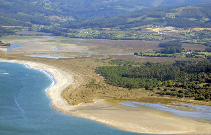 Morouzos beach (Playa) showing the salt marsh, sand dunes and pines behind the beach